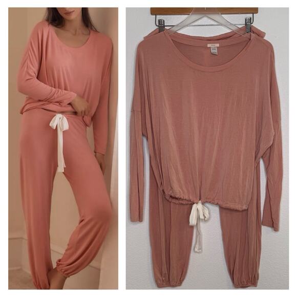 Eberjey Women Gisele Tencel Modal Slouchy Pajama Set Size XS Pink Luxury Lounge - Picture 1 of 16